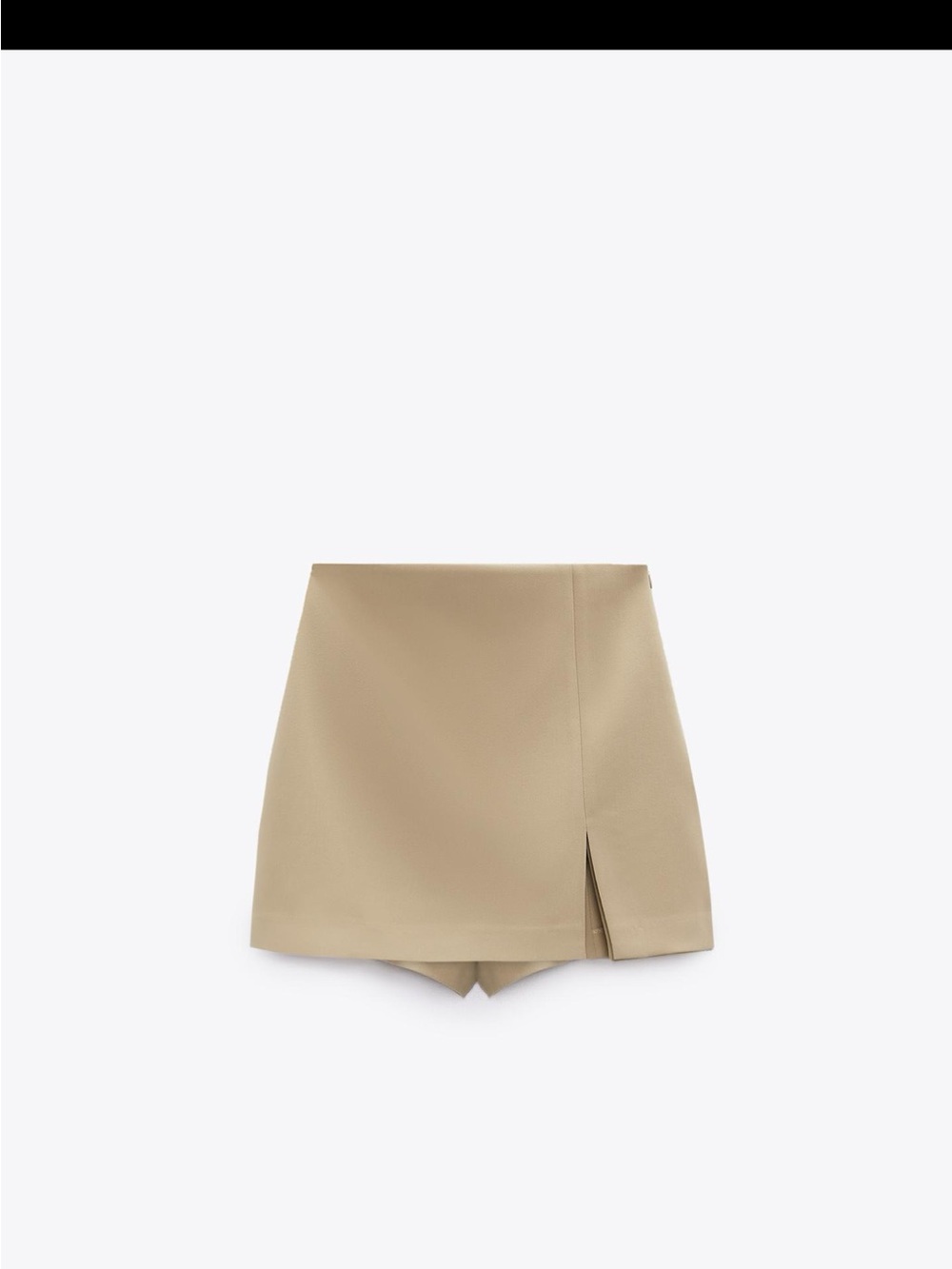 Zara Neutral Beige High-Waist Skort with Side Slit